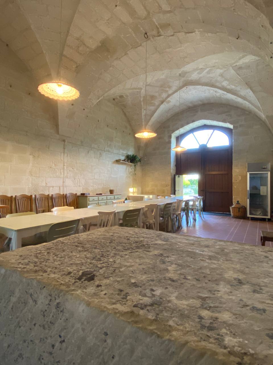 La sala a volta della Masseria Montanari